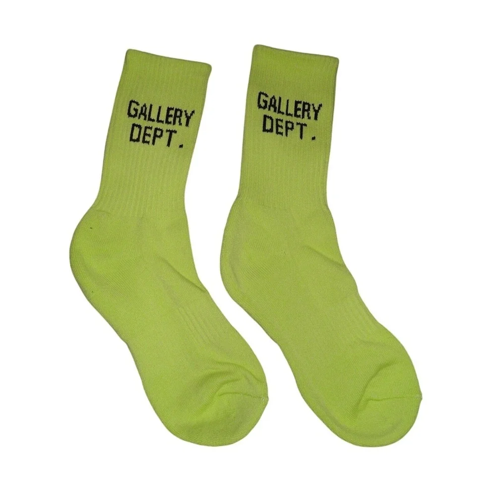 Gallery Dept. Socks Women's Small 4-6.5‎ Crew Green Lime Black Logo - 1 Pair New